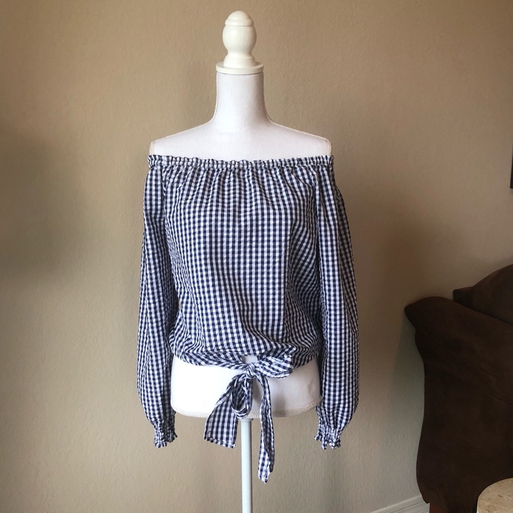 Off Shoulder Plaid Gingham Top by Sanctuary - Picture 4 of 8